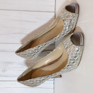 Enzo Angiolini Woman's Silver Open toed High Heels Size 6